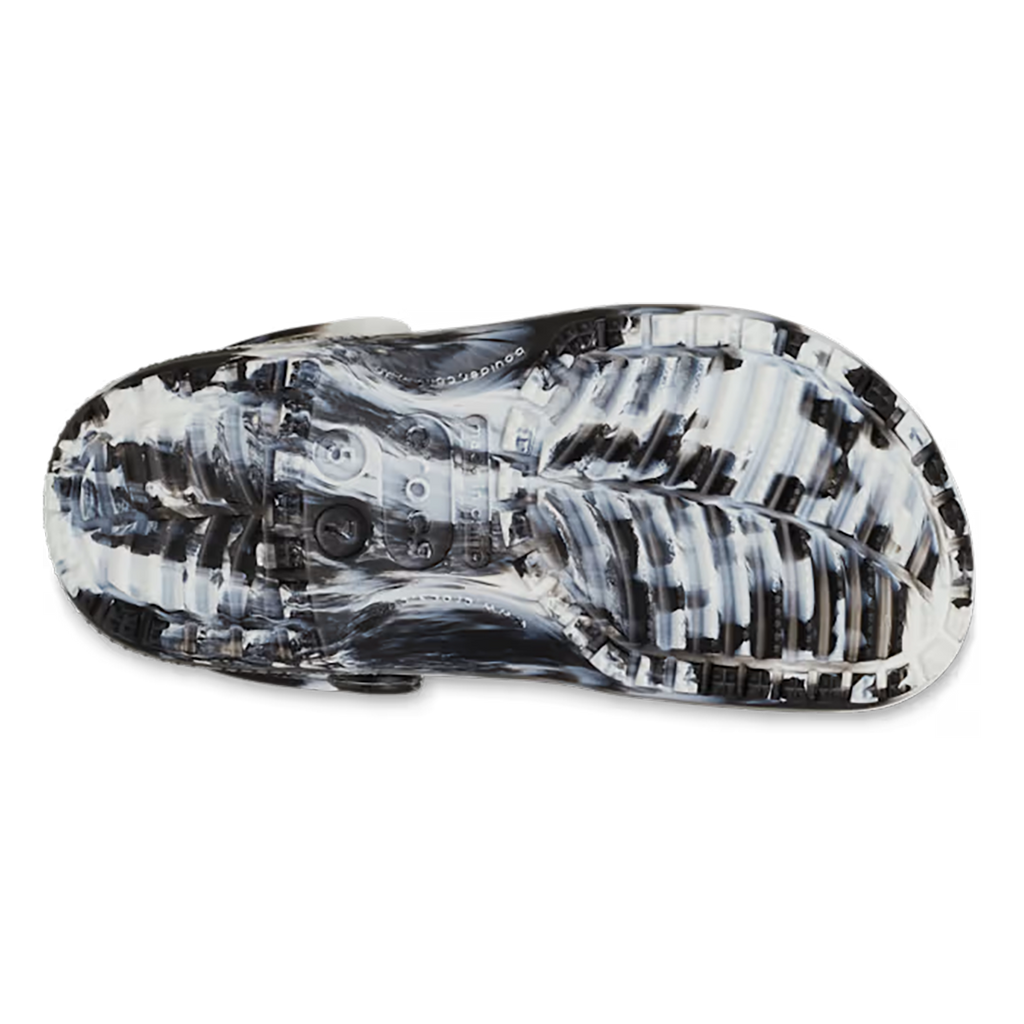 Crocs Classic Marbled Clog — White - Black — Size D — Width 10 M / 12 W — Detail View