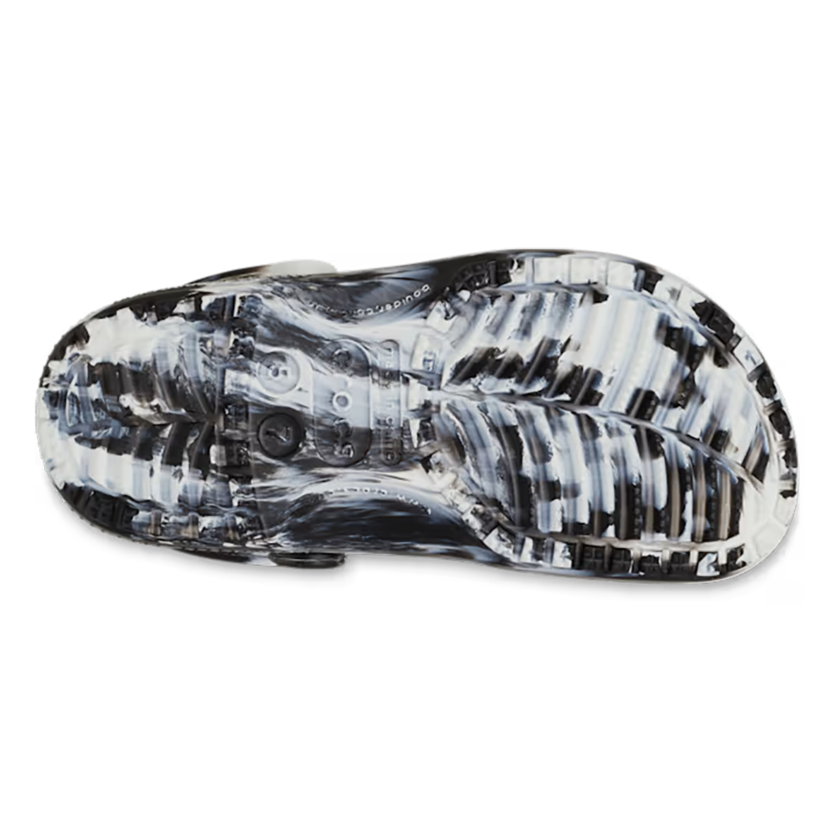 Crocs Classic Marbled Clog — White - Black — Size D — Width 10 M / 12 W — Detail View
