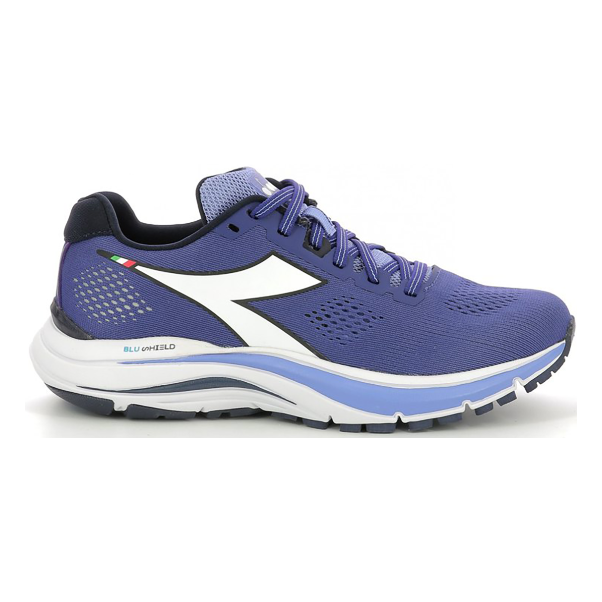 Diadora Mythos Blushield 7 Vortice — Navy Blue - White - Deep Periwinkle — Size B — Width 10 — Front View