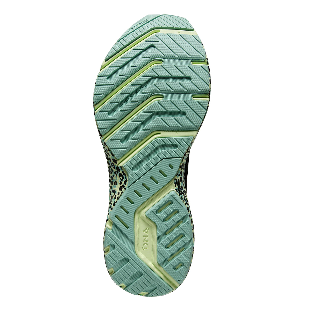 Brooks Launch 8 Wild Cheetah — Black - Ebony - Ocean — Size B — Width 10.5 — Top View