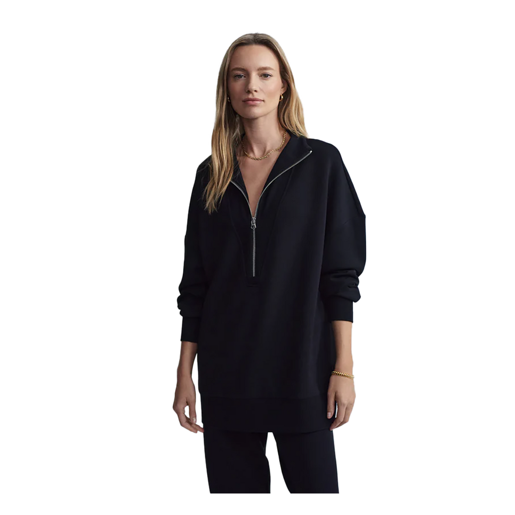 Varley Masie Longline Sweat — Black — Size XSmall — Front View