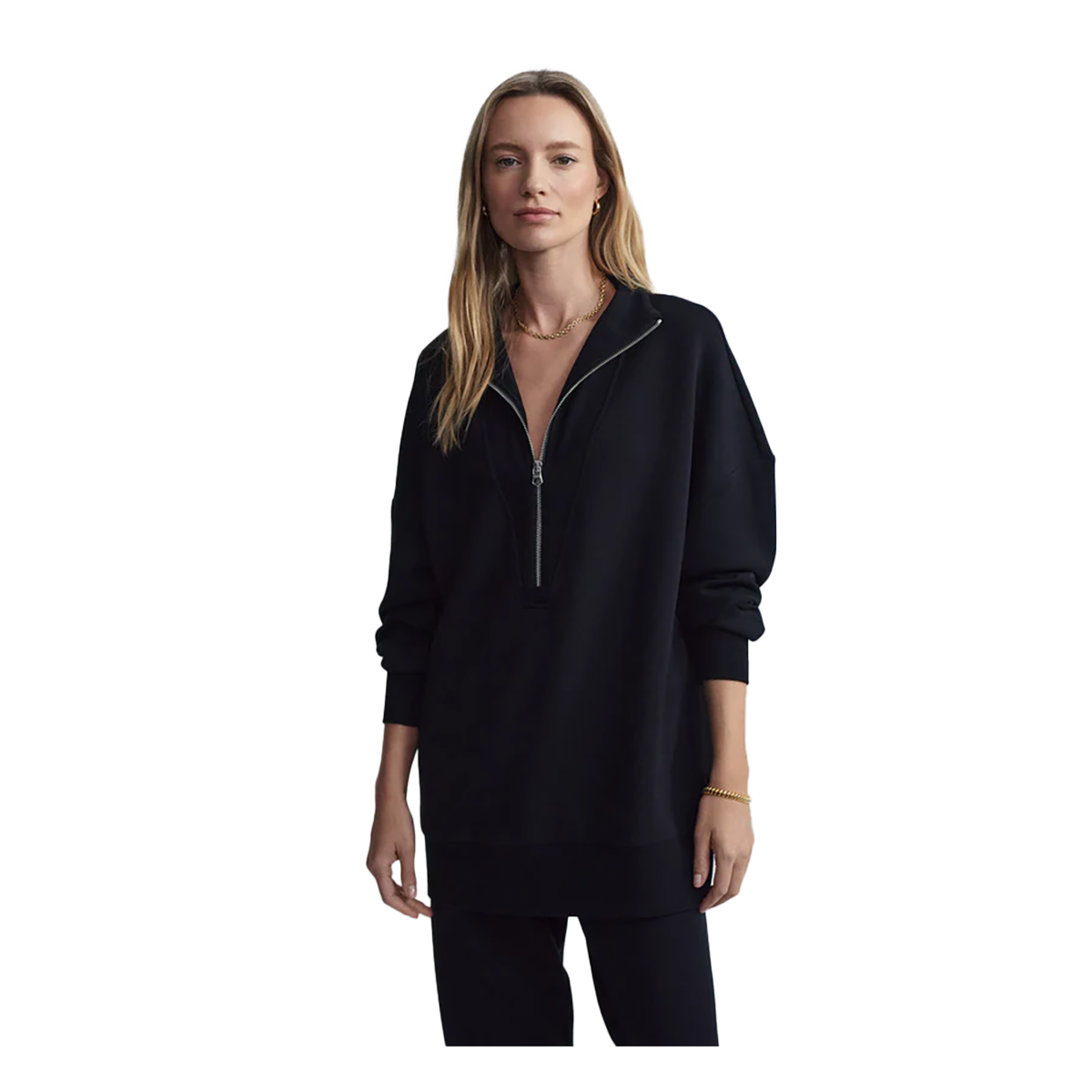 Varley Masie Longline Sweat — Black — Size XSmall — Front View