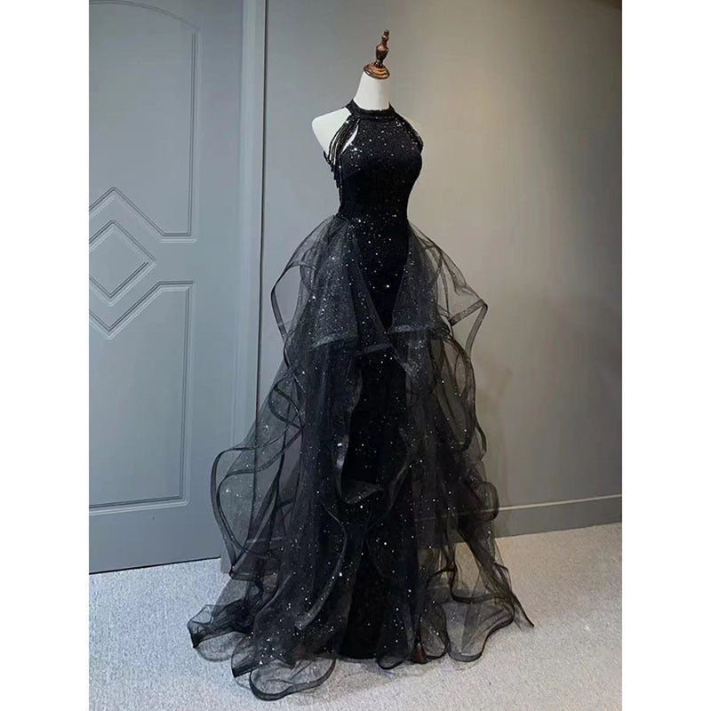 Black Evening Dress For Women — Black — Size L — Side View