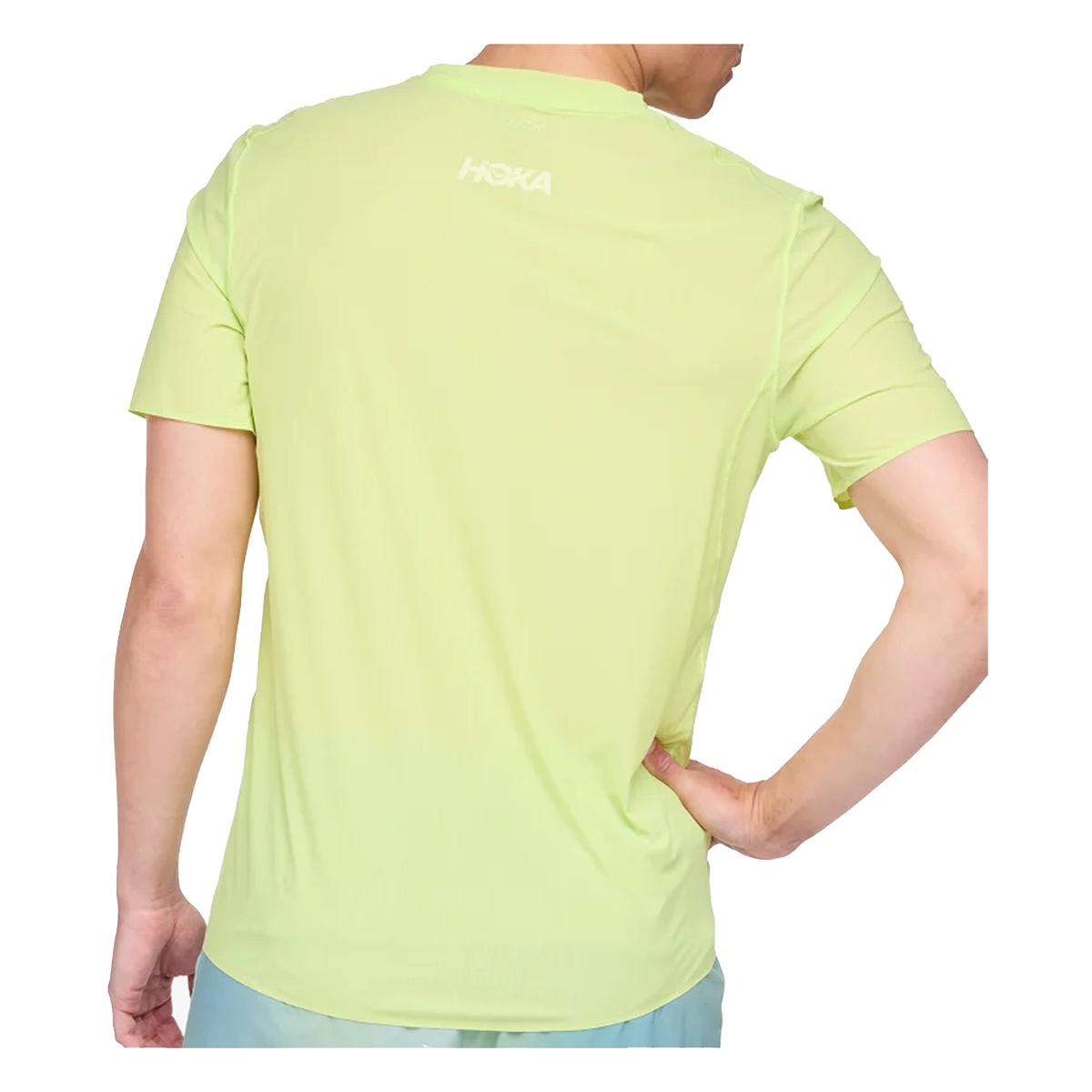 Hoka Airolite Run Short Sleeve — Lettuce — Size Medium — Side View