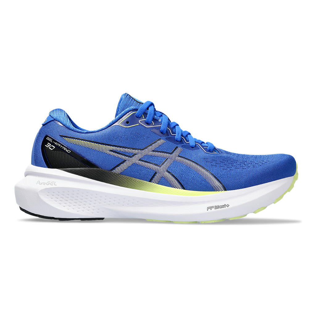 Asics Gel Kayano 30 — Illusion Blue - Glow Yellow — Size 2E — Width 10.5 — Front View