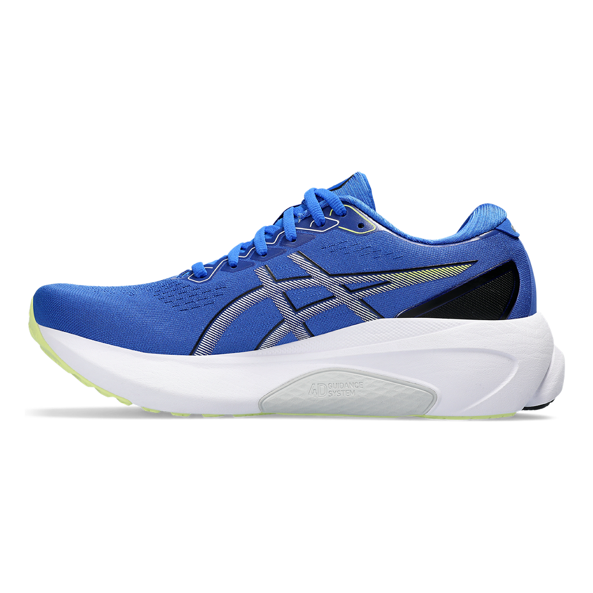 Asics Gel Kayano 30 — Illusion Blue - Glow Yellow — Size 2E — Width 10.5 — Side View