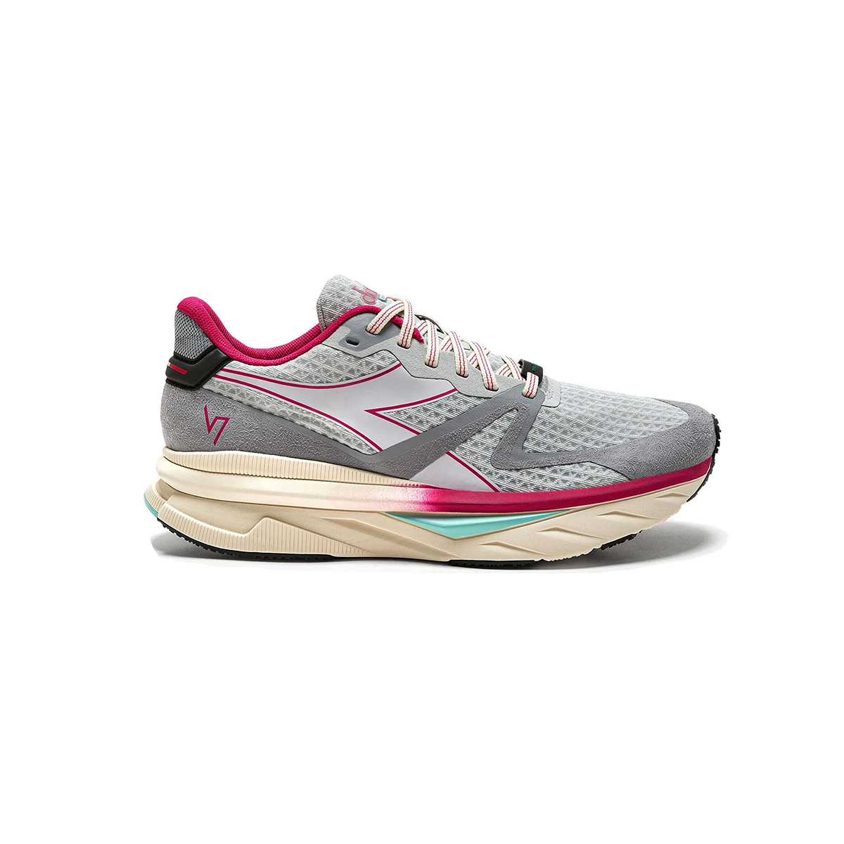 Diadora Atomo V7000 — White - Green Fluo - Black — Size D — Width 10 — Front View