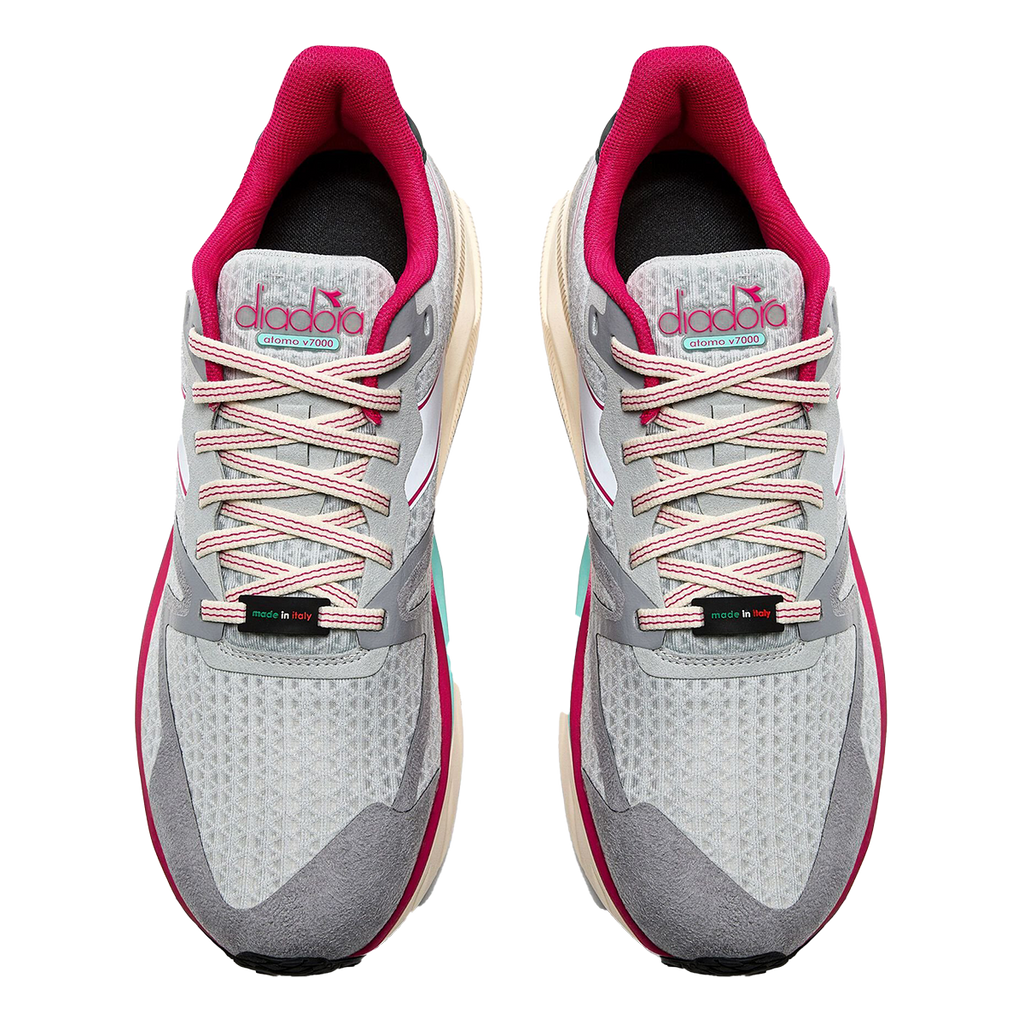Diadora Atomo V7000 — White - Green Fluo - Black — Size D — Width 10 — Side View