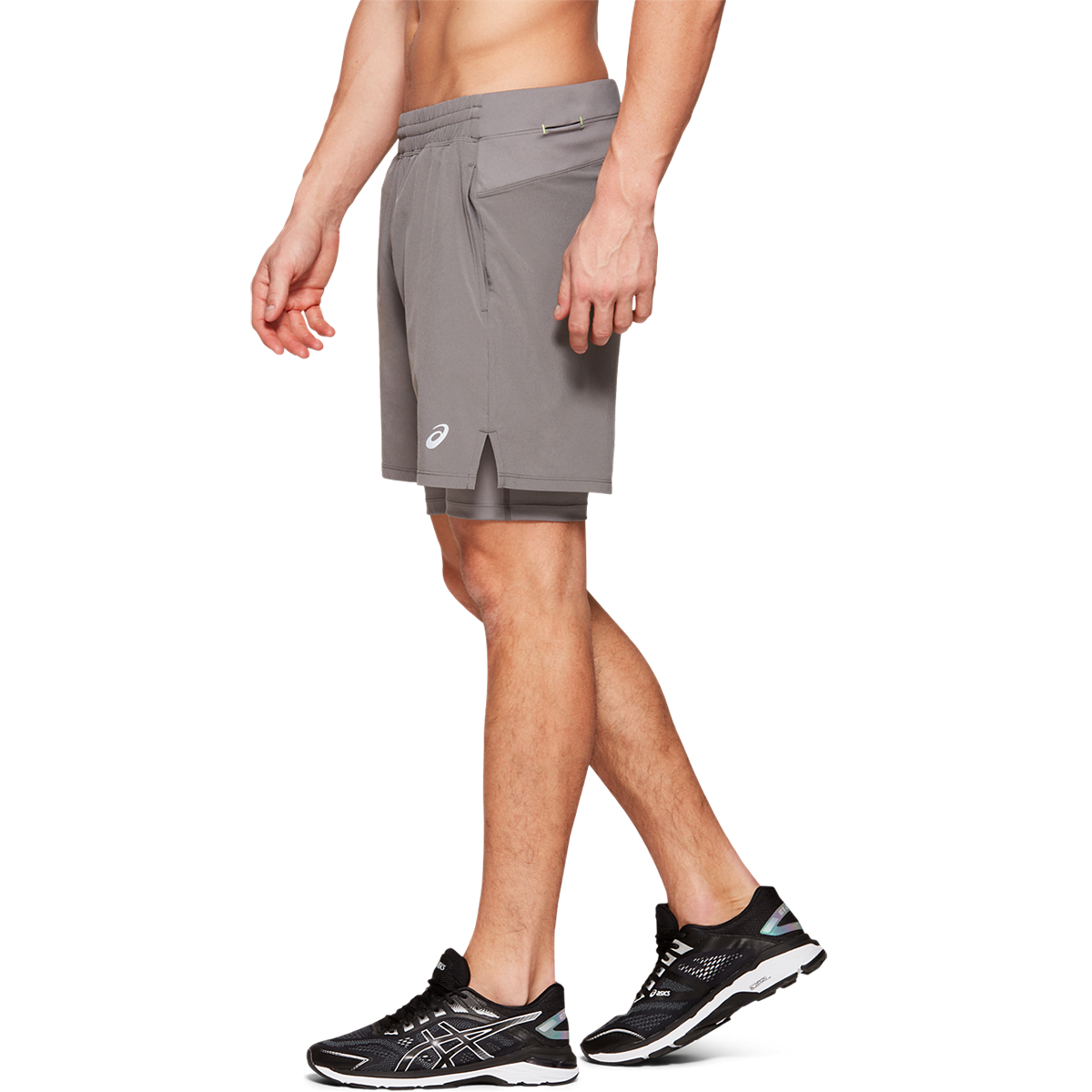 Asics Fietro 7" 2-in-1 Short — Carbon — Size Large — Side View