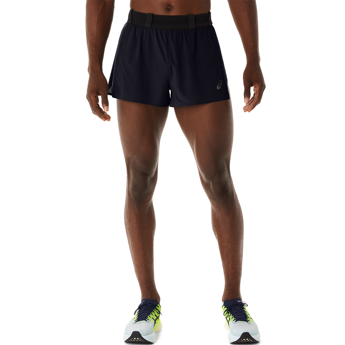 Asics Metarun Split Short — Performance Black — Size Small — Front View