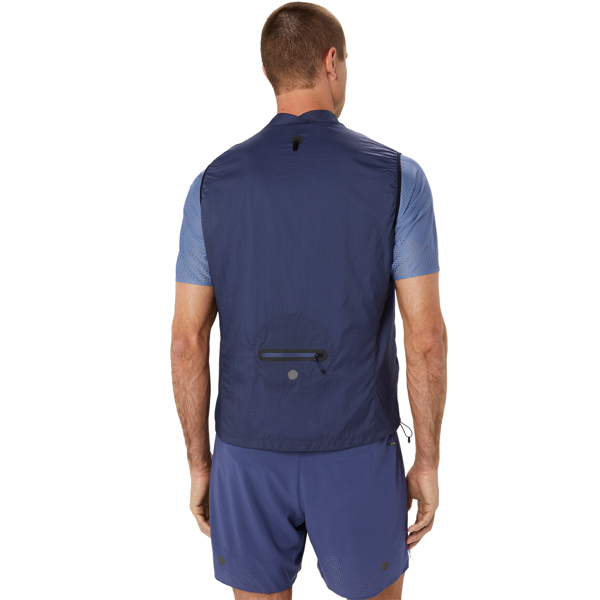 Asics Metarun Packable Gilet — Thunder Blue — Size Small — Back View