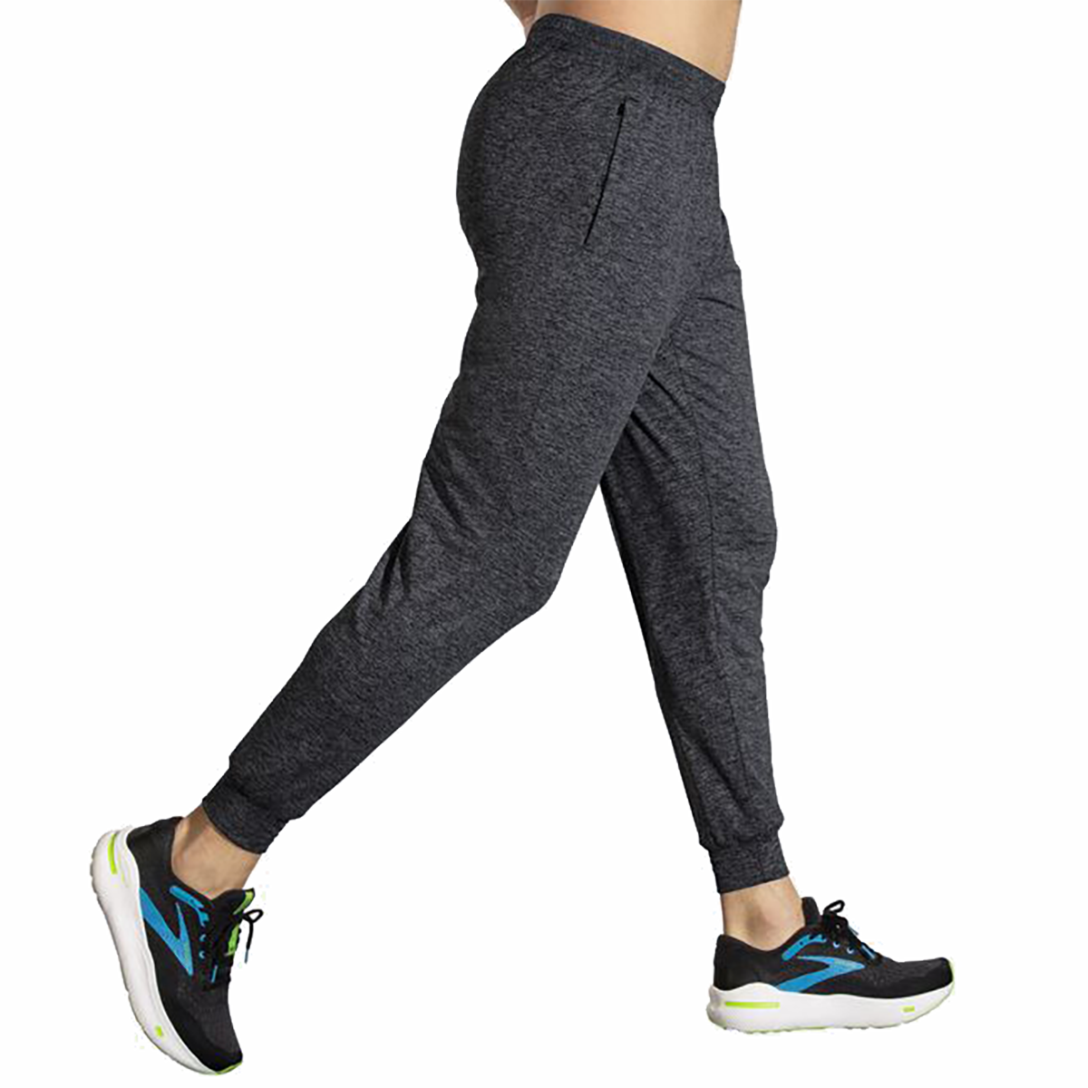 Brooks Luxe Jogger — Heather Black — Size Small — Side View