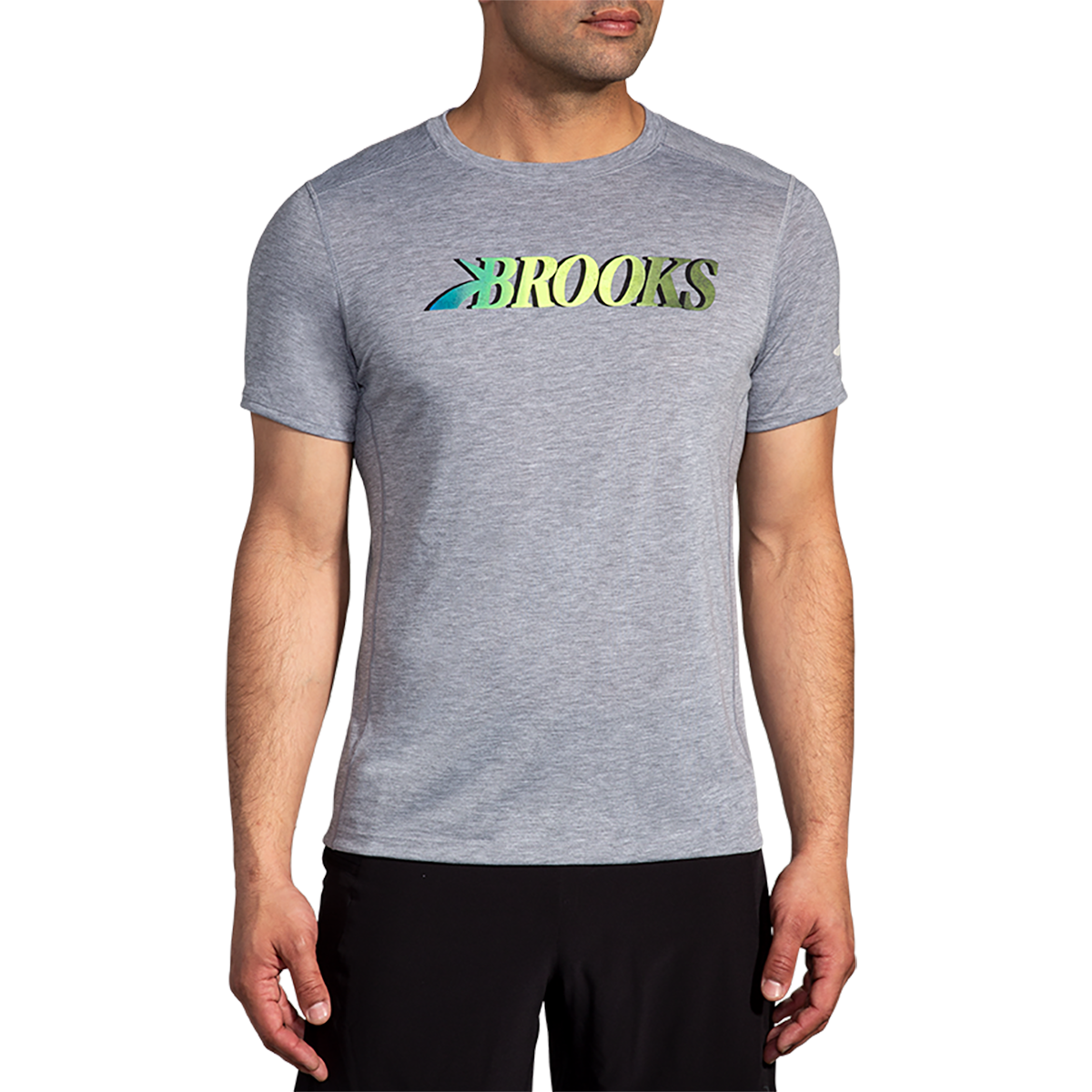Brooks Distance Short Sleeve 3.0 — Heather Ash - Run USA 24 — Size XSmall — Detail View