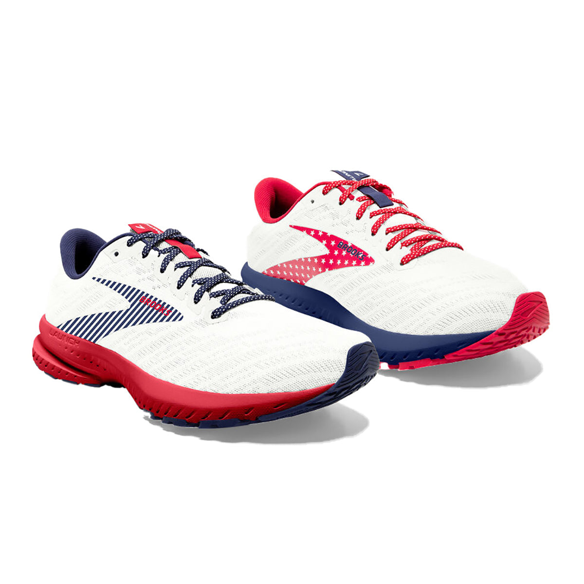 Brooks Launch 7 USA — White - Blue - Red — Size B — Width 10.5 — Back View