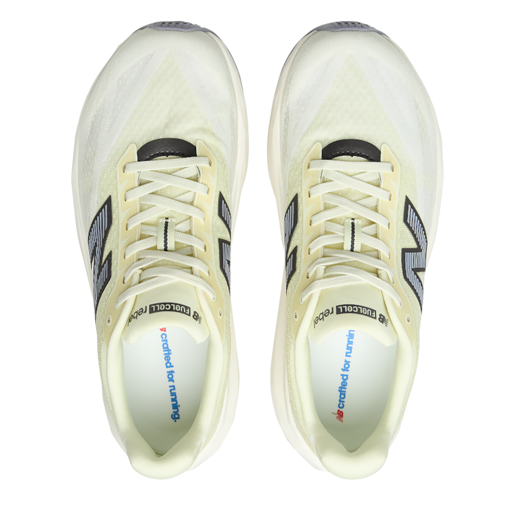New Balance FuelCell Rebel v5 — Pistachio Butter — Size D — Width 7 — Back View