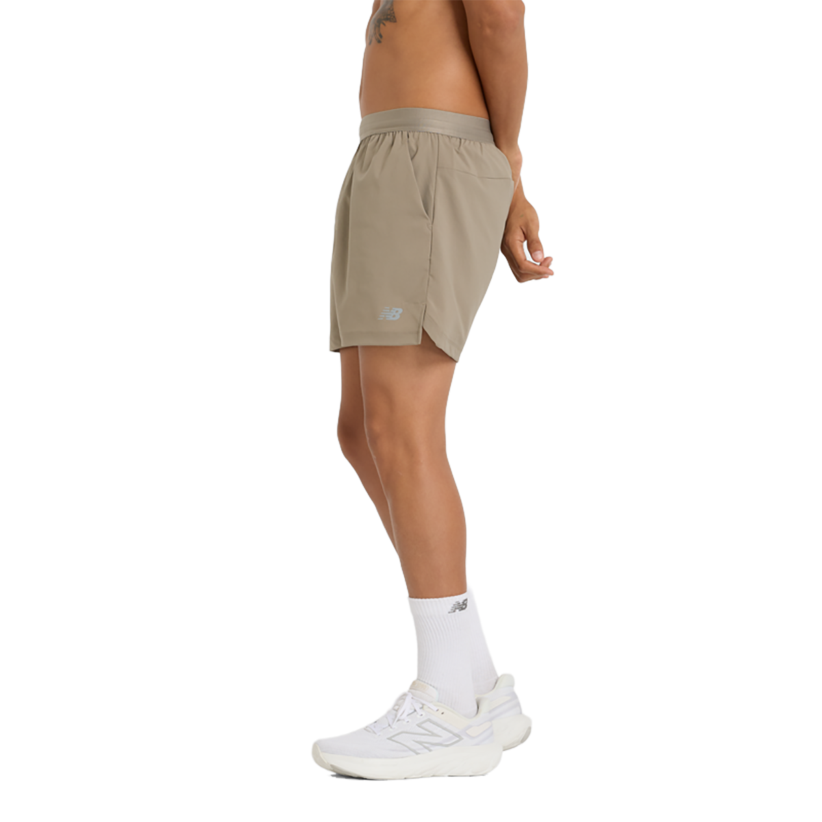 New Balance AC Lined Short 5 — Brown — Size Large — Side View