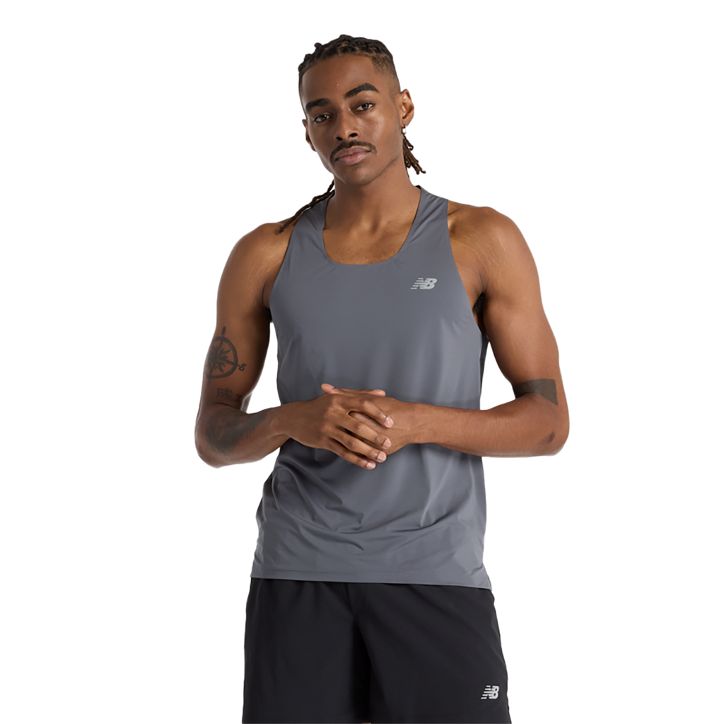 New Balance Race Day Tank — Gt Graphite — Size Medium — Front View
