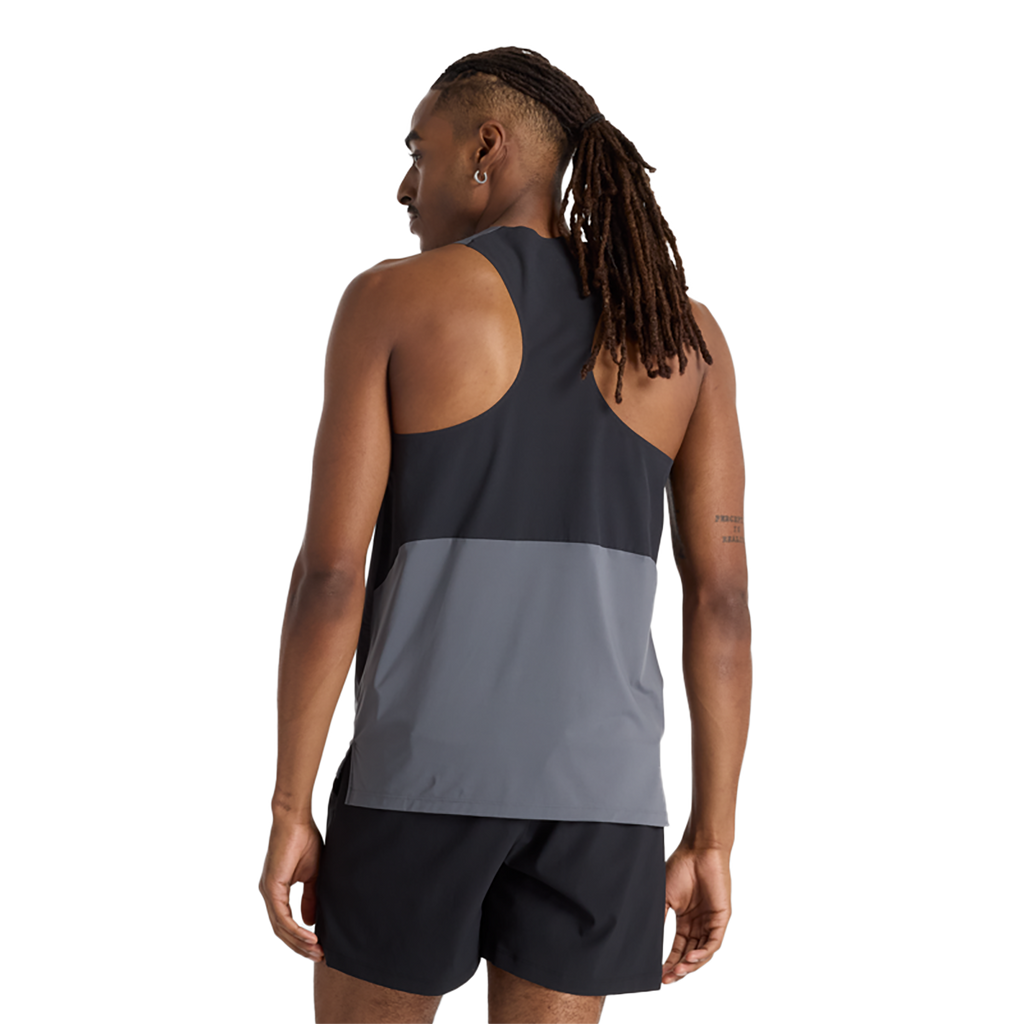 New Balance Race Day Tank — Gt Graphite — Size Medium — Back View