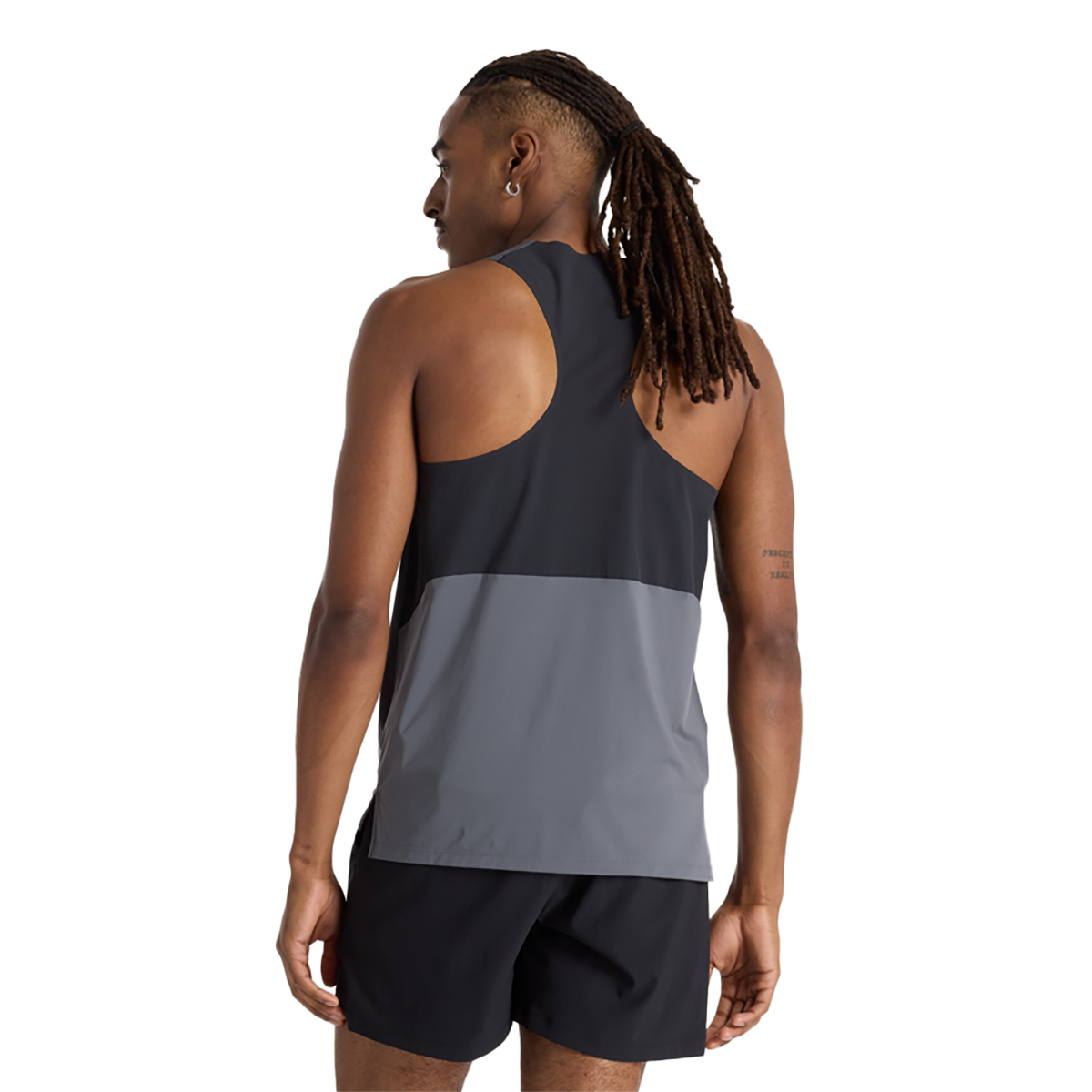 New Balance Race Day Tank — Gt Graphite — Size Medium — Back View