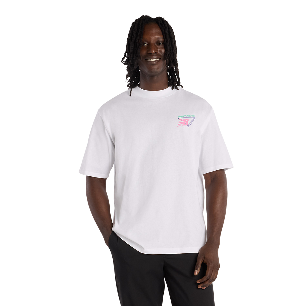 New Balance Classic Tri-Logo Heat Map T-Shirt — White — Size Small — Front View