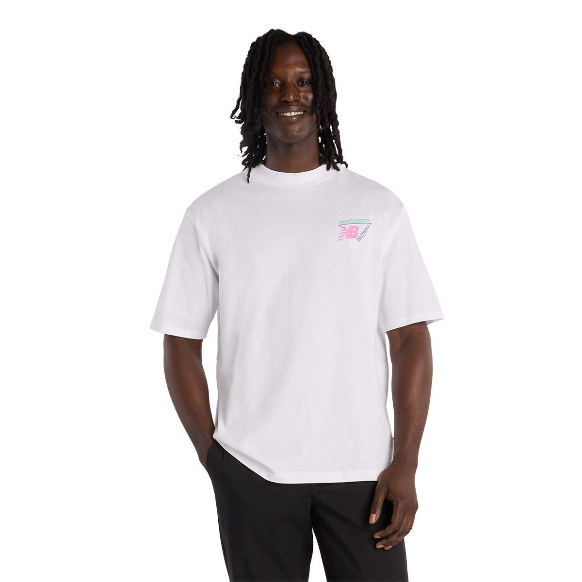 New Balance Classic Tri-Logo Heat Map T-Shirt — White — Size Small — Front View