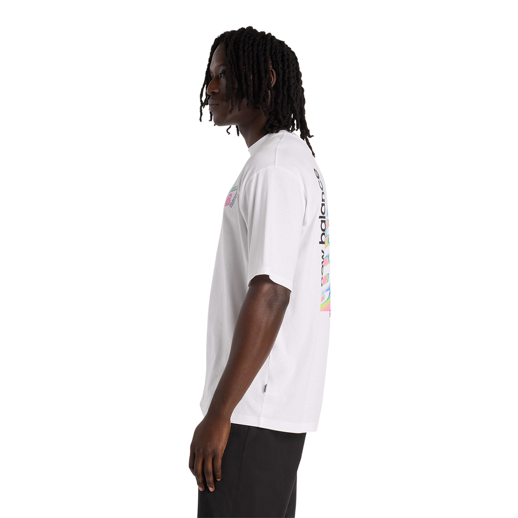 New Balance Classic Tri-Logo Heat Map T-Shirt — White — Size Small — Side View