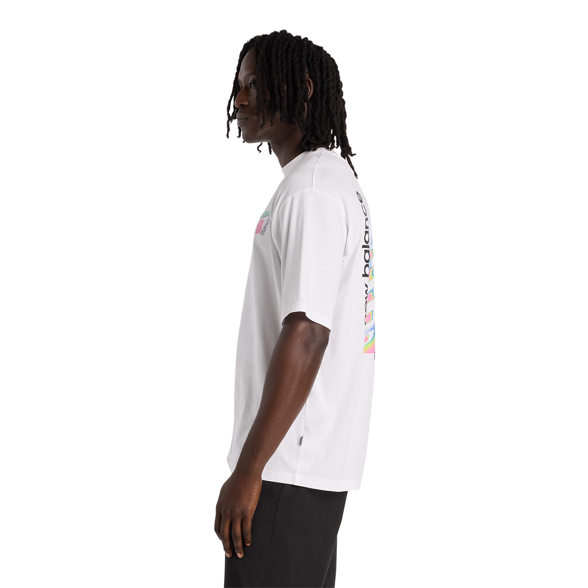New Balance Classic Tri-Logo Heat Map T-Shirt — White — Size Small — Side View
