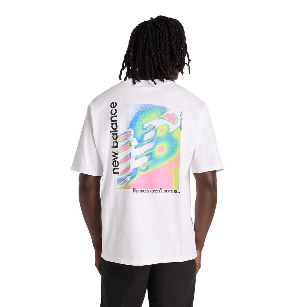 New Balance Classic Tri-Logo Heat Map T-Shirt — White — Size Small — Back View