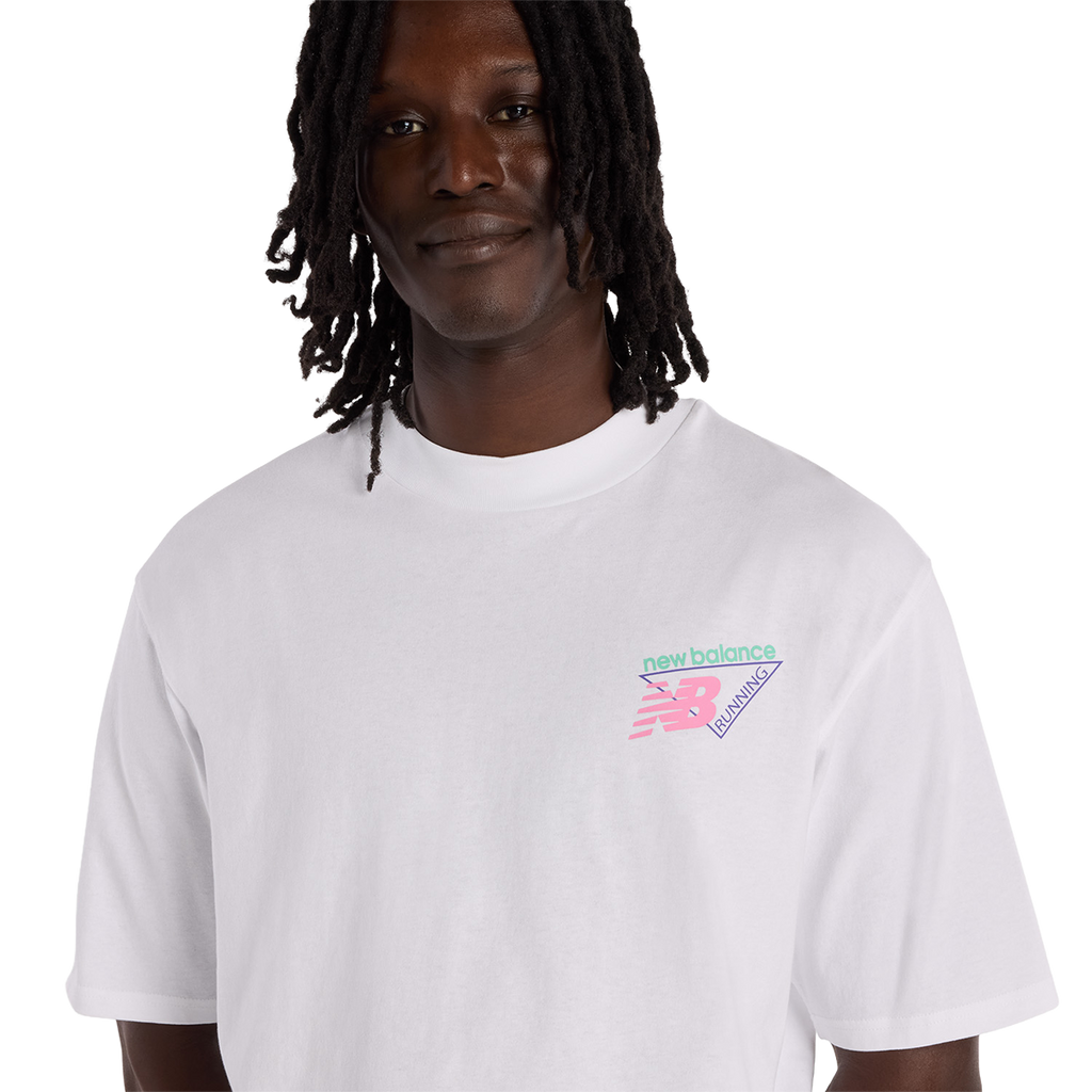 New Balance Classic Tri-Logo Heat Map T-Shirt — White — Size Small — Top View