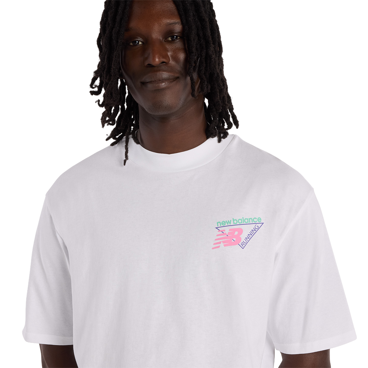 New Balance Classic Tri-Logo Heat Map T-Shirt — White — Size Small — Top View