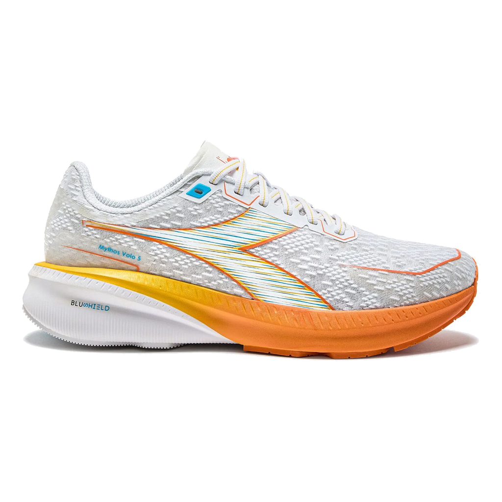 Diadora Mythos Blushield Volo 5 — White - Nectarine - Lemon Chrome — Size D — Width 10 — Alternate View 10