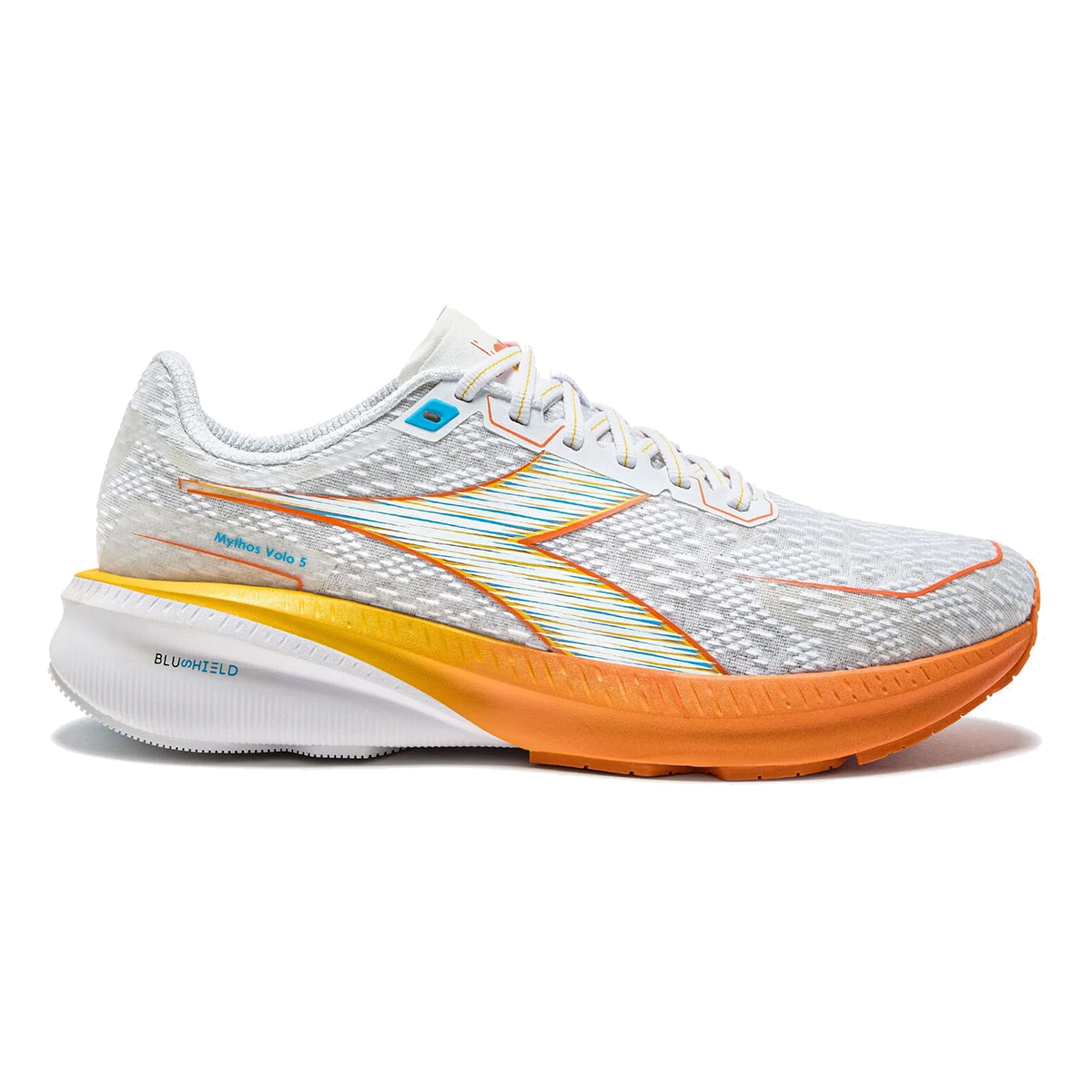 Diadora Mythos Blushield Volo 5 — White - Nectarine - Lemon Chrome — Size D — Width 10 — Alternate View 10