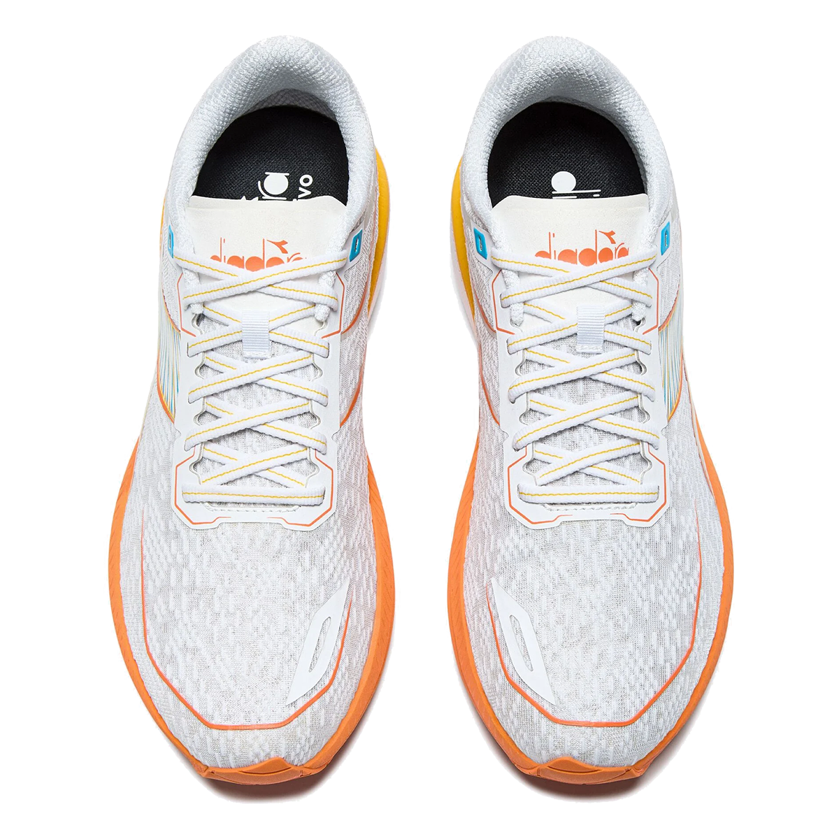 Diadora Mythos Blushield Volo 5 — White - Nectarine - Lemon Chrome — Size D — Width 10 — Alternate View 11