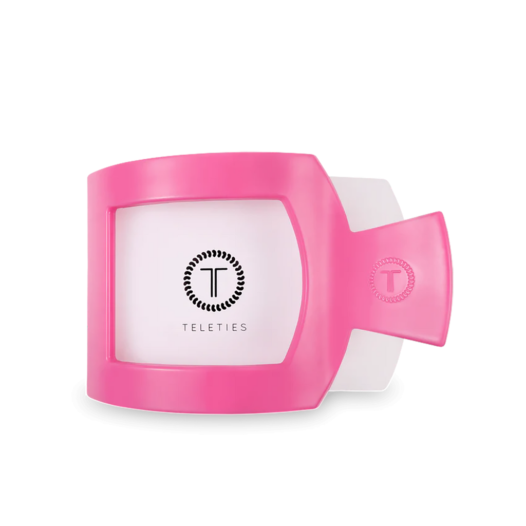 Teleties Flat Square Hair Clip — Paradise Pink — Size Large — Side View