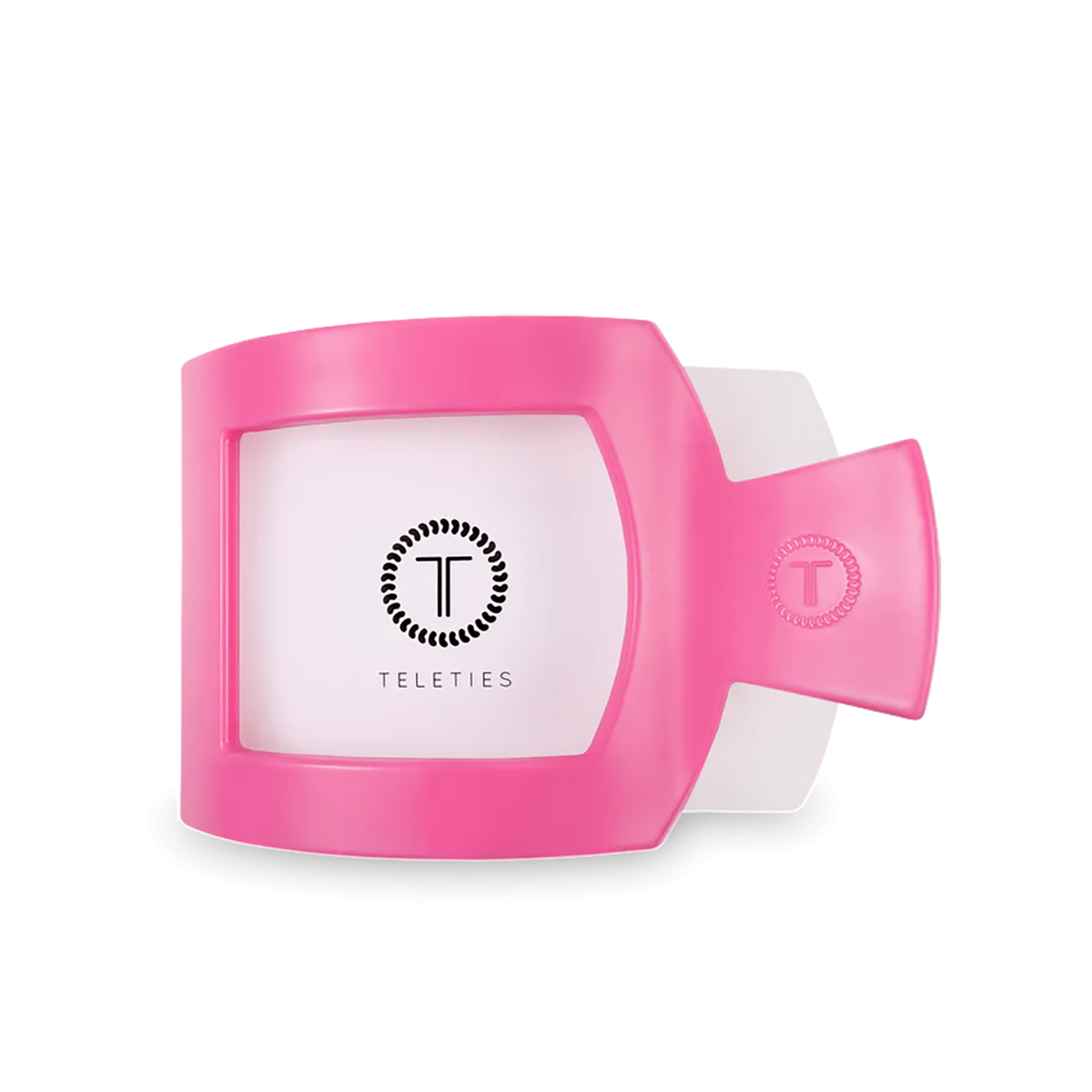 Teleties Flat Square Hair Clip — Paradise Pink — Size Large — Side View