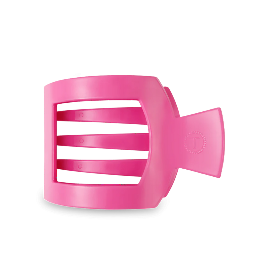 Teleties Flat Square Hair Clip — Paradise Pink — Size Large — Front View