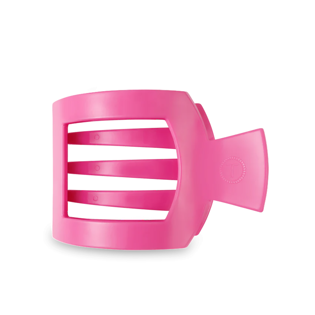 Teleties Flat Square Hair Clip — Paradise Pink — Size Large — Front View
