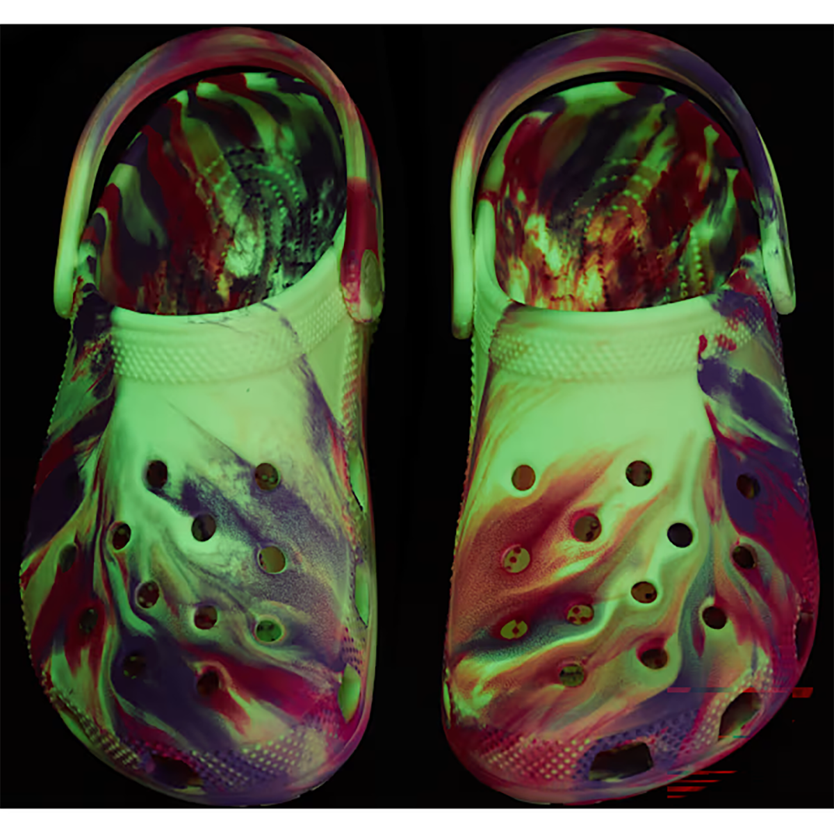 Crocs Classic Glow Marbled Clog — Prep Blue - Multi — Size C — Width 6 — Detail View
