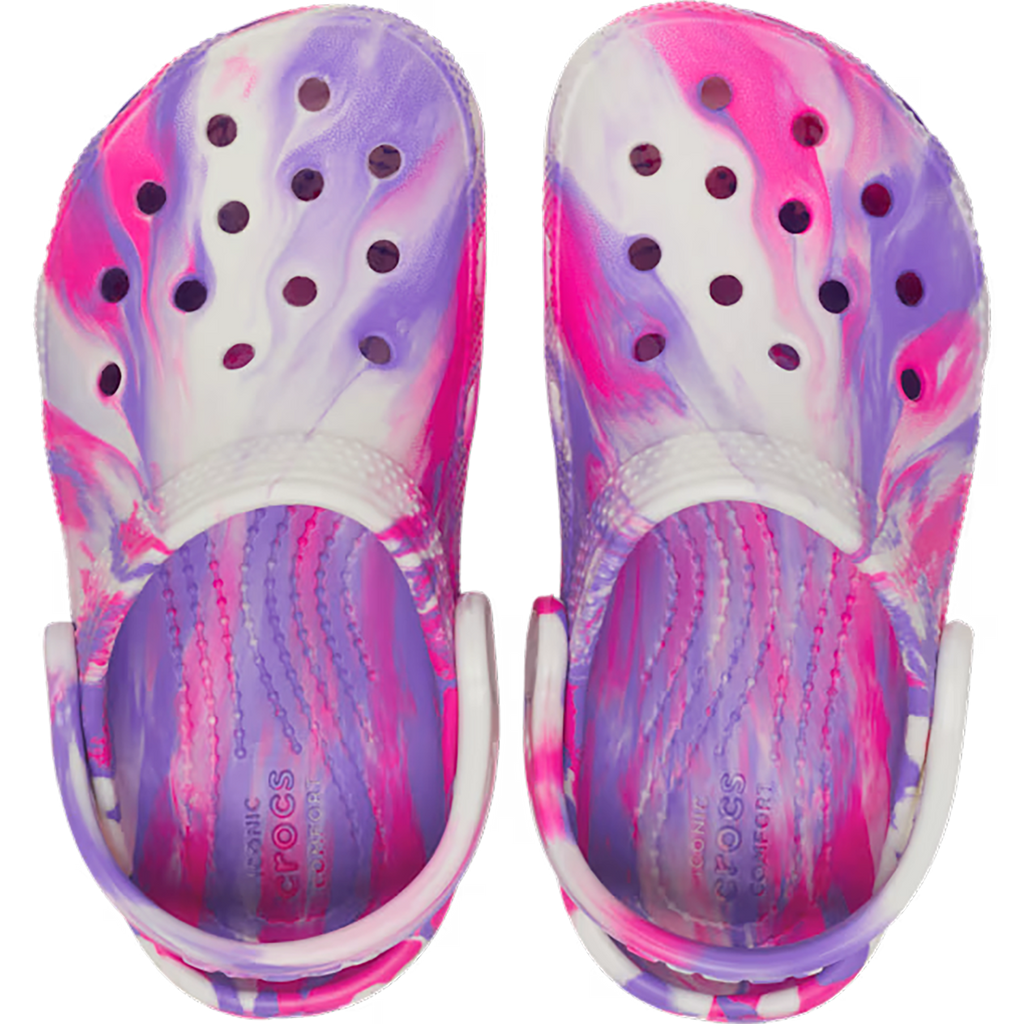 Crocs Classic Glow Marbled Clog — Prep Blue - Multi — Size C — Width 6 — Back View