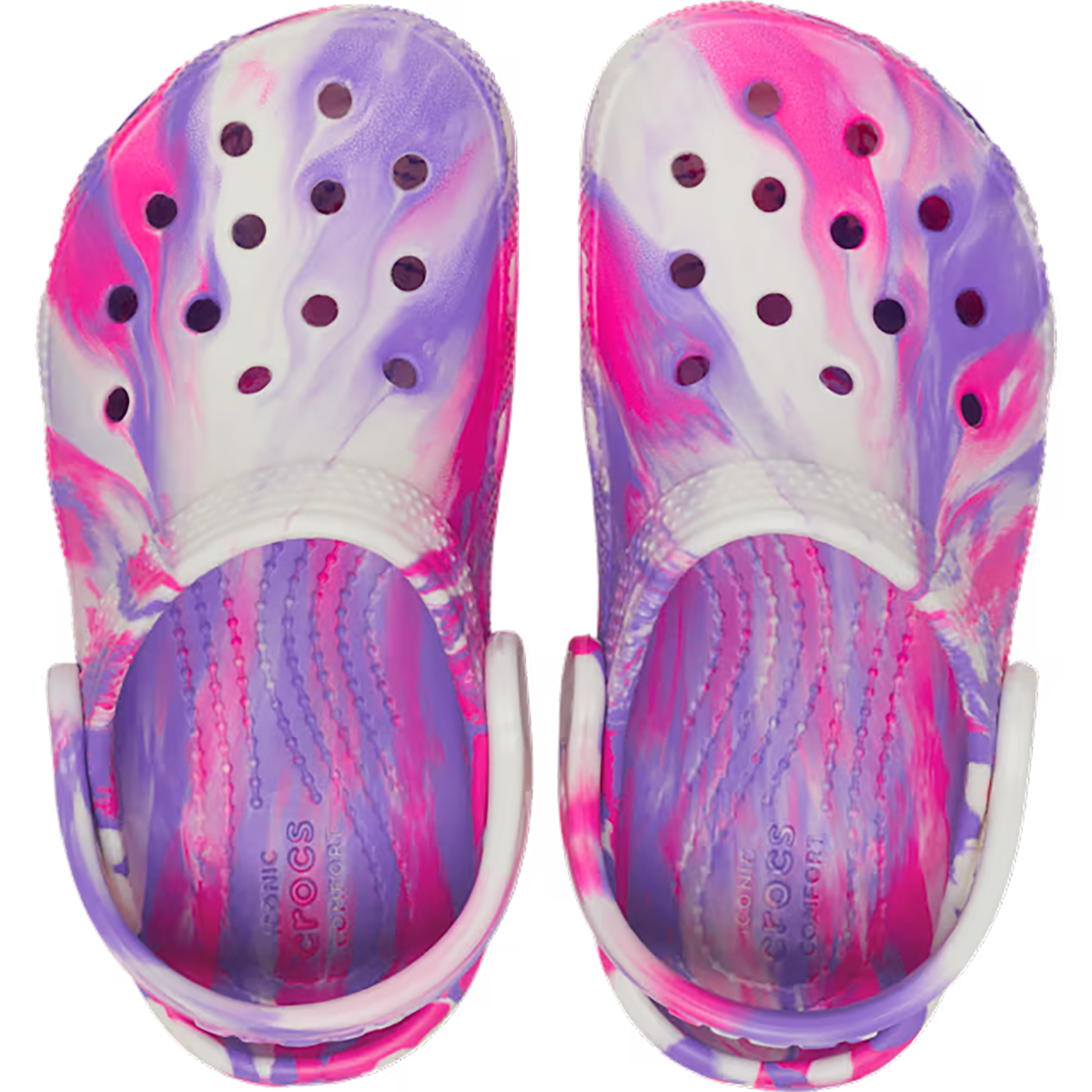 Crocs Classic Glow Marbled Clog — Prep Blue - Multi — Size C — Width 6 — Back View