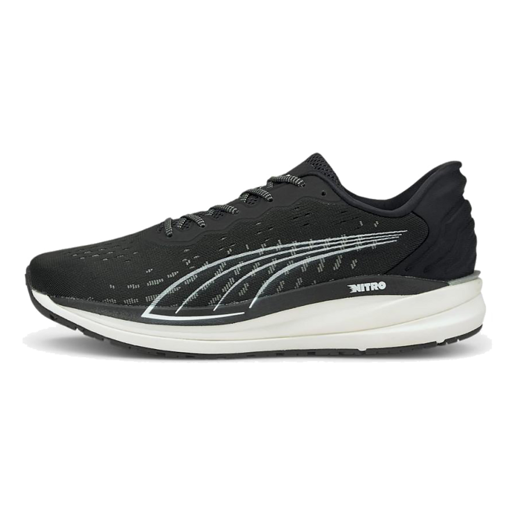 Puma Magnify Nitro — Black - Castlerock - White — Size B — Width 6.5 — Side View