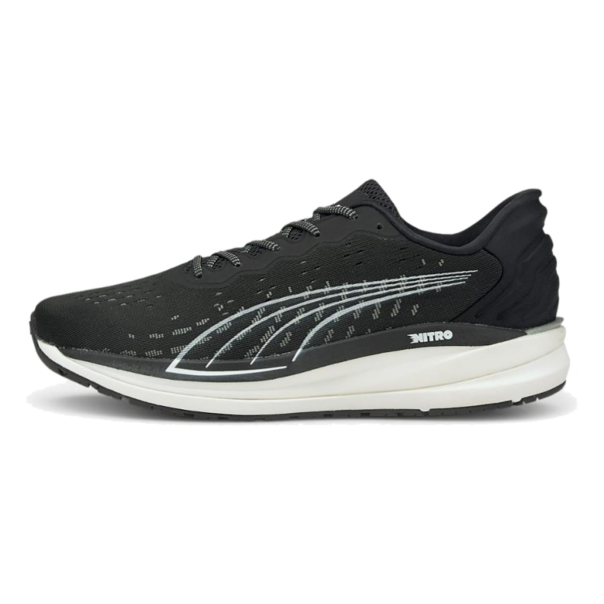 Puma Magnify Nitro — Black - Castlerock - White — Size B — Width 6.5 — Side View