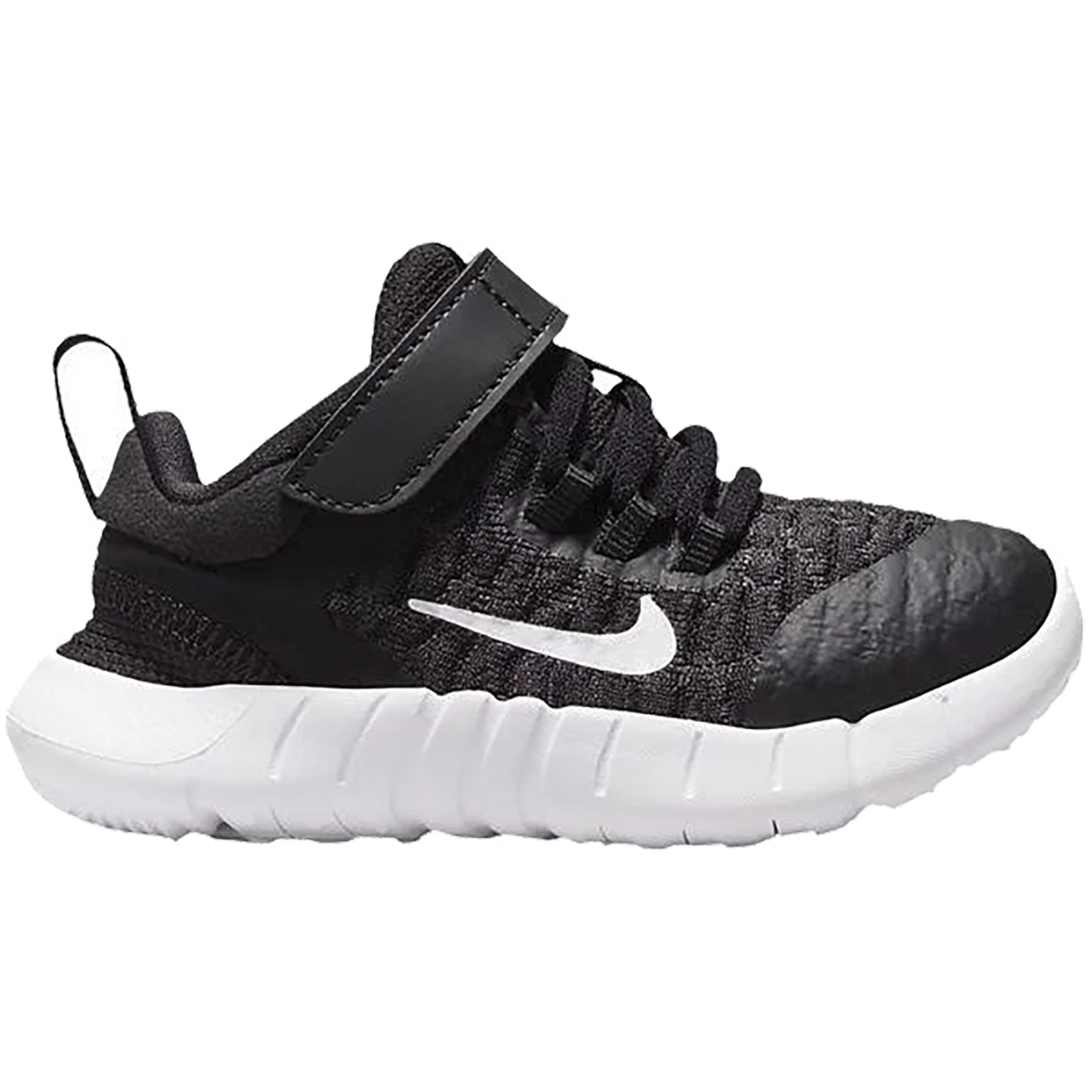 Nike Free Run 2021 Toddler — Black - White - Dark Smoke Grey - Lt Smoke Grey — Size C — Width 2 — Front View