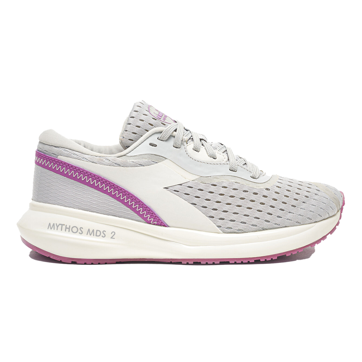 Diadora Mythos MDS 2 — Silver DD - White — Size B — Width 5 — Front View