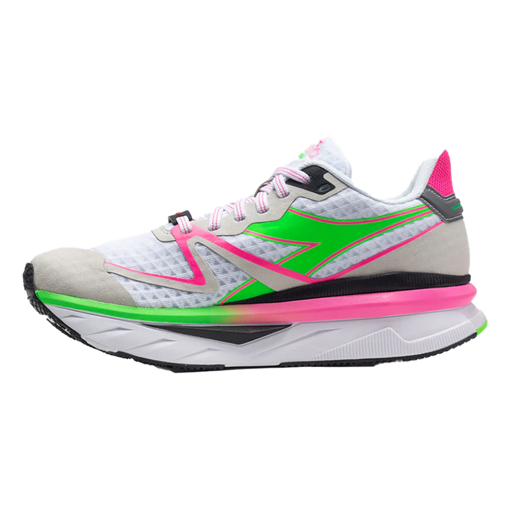 Diadora Atomo V7000 — White - Green Fluo - Pink Fl — Size B — Width 10 — Detail View