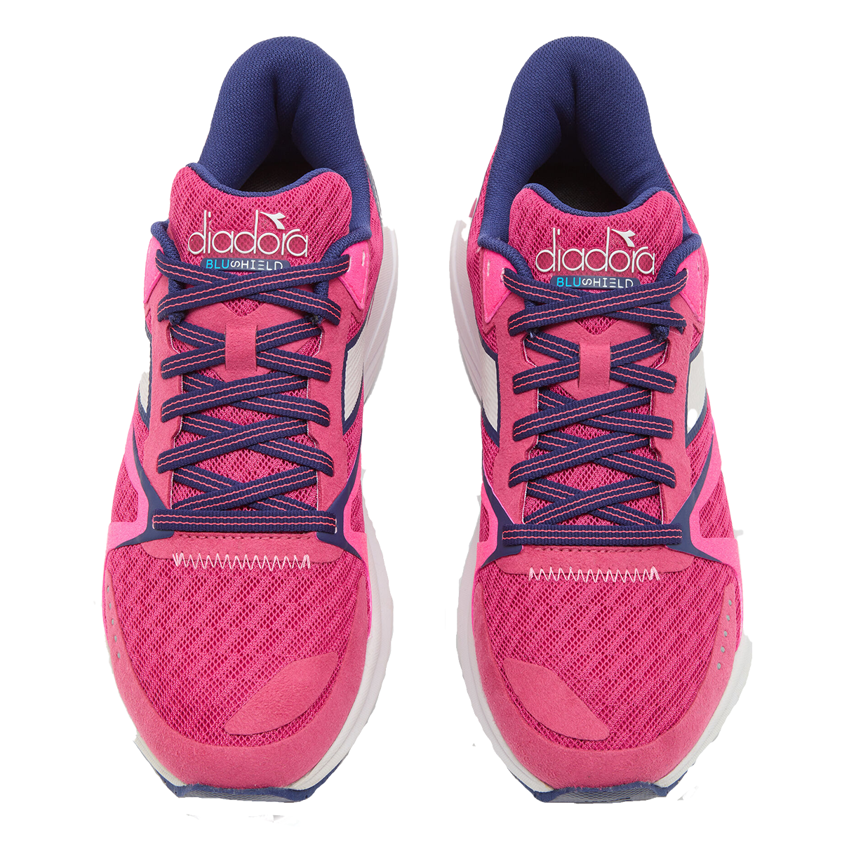Diadora Mythos Blushield 8 Vortice — Pink Yarrow - White - Blue — Size B — Width 10 — Side View