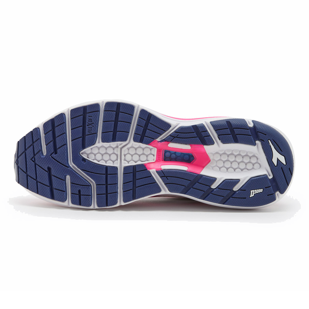 Diadora Mythos Blushield 8 Vortice — Pink Yarrow - White - Blue — Size B — Width 10 — Back View