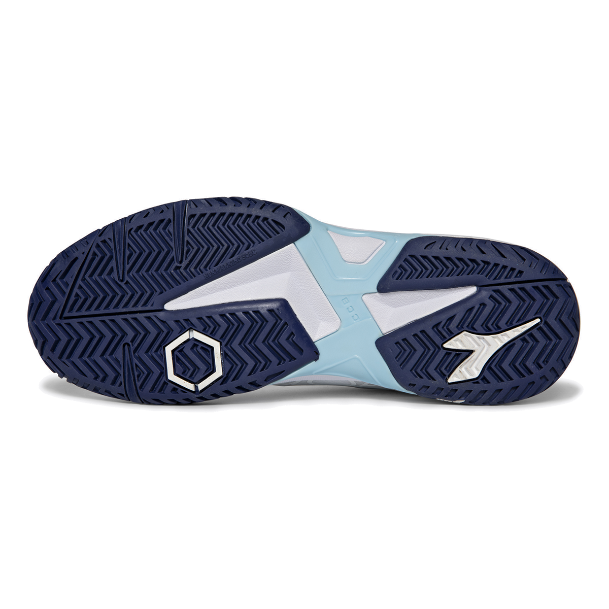 Diadora Trofeo 2 AG Pickleball — White - Legion Blue — Size B — Width 10 — Lifestyle View