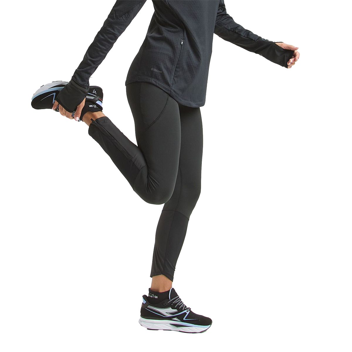 Diadora Run Winter Protection Tight — Black — Size XSmall — Side View