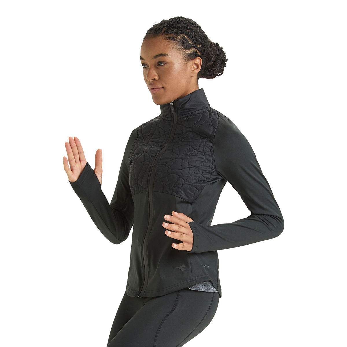 Diadora Run Winter Protection Jacket — Black — Size XSmall — Side View